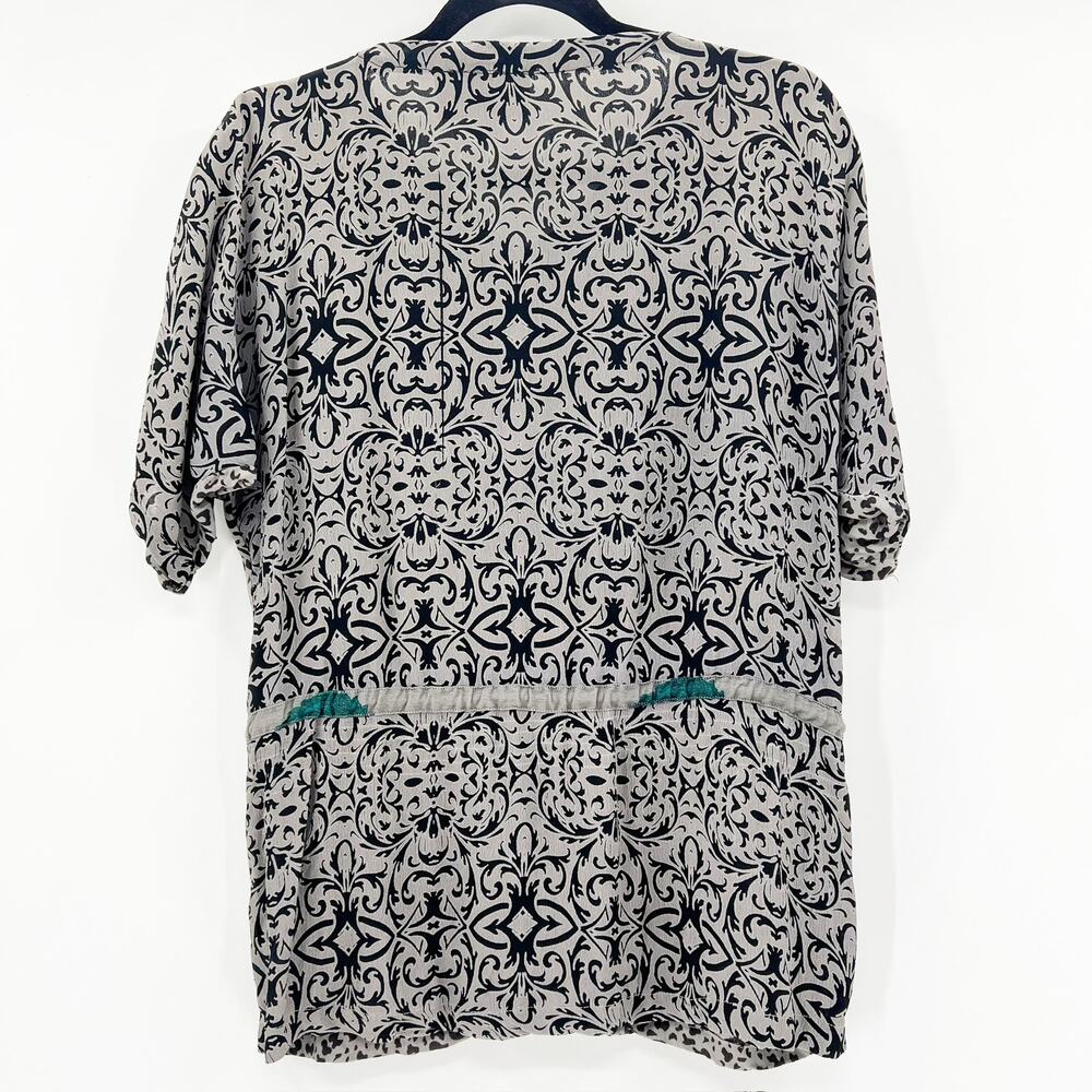 Anthropologie Women's Multicolor Jacquard Print V Neck Boho‎ Blouse Top Size L - Picture 2 of 4